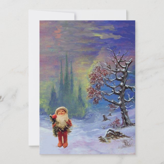 SANTA OF THE GNOMES, WINTER FERIENURLAUB CHRISTMAS EINLADUNG (Vorderseite)