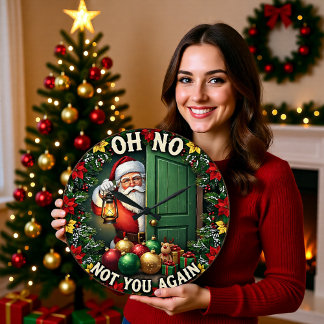 Santa Oh Nein Nicht Schon Wieder Große Wanduhr