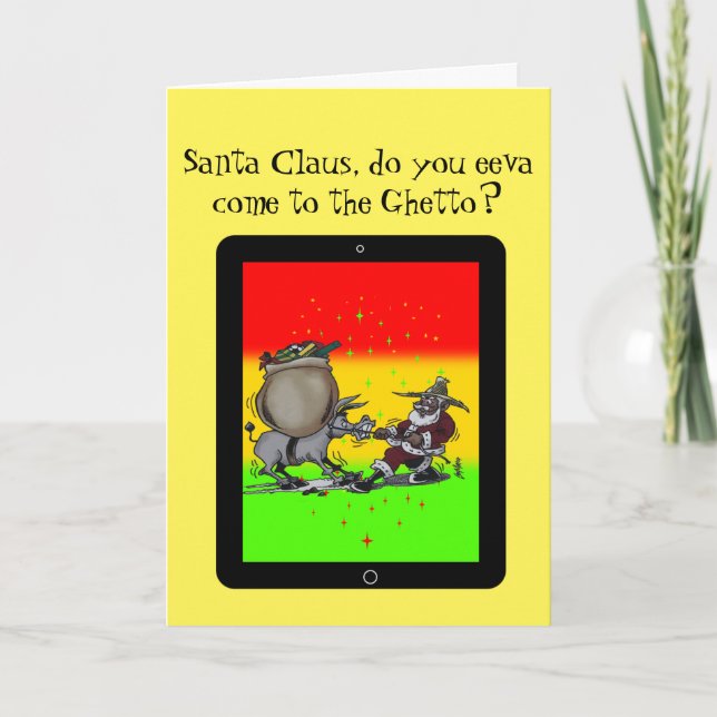 Santa ohne Rentiere Feiertagskarte (Vorderseite)