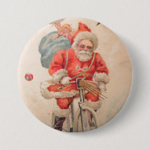 Santa on Bicylce Button