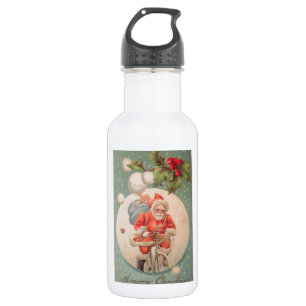 Santa on Bicylce Edelstahlflasche
