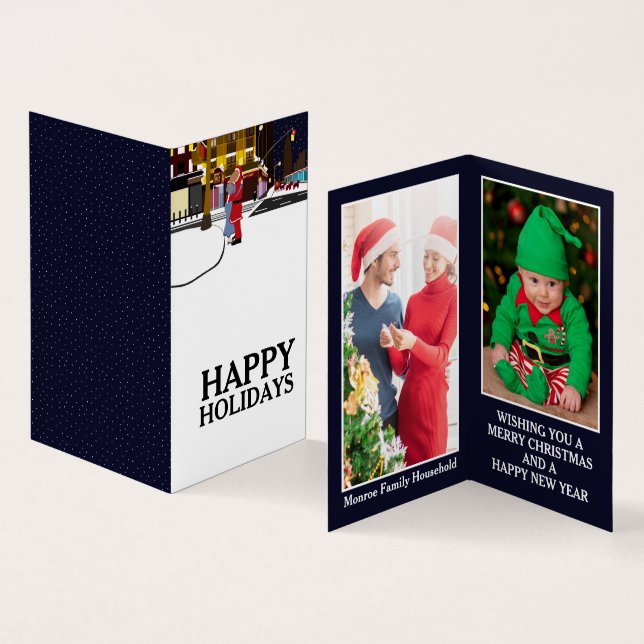 Santa on Broadway, Foto Weihnachtskarte Visitenkarten (Innenseite und Außenseite)