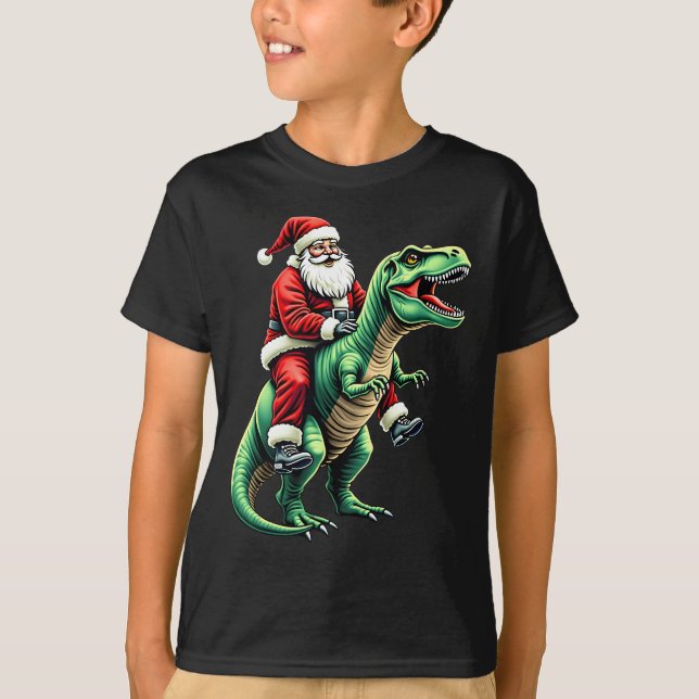 Santa on dinosaur T-Shirt (Vorderseite)