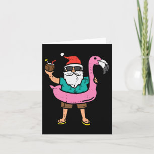 Santa on Flamingo Floatie Niedliche Weihnachten im Karte