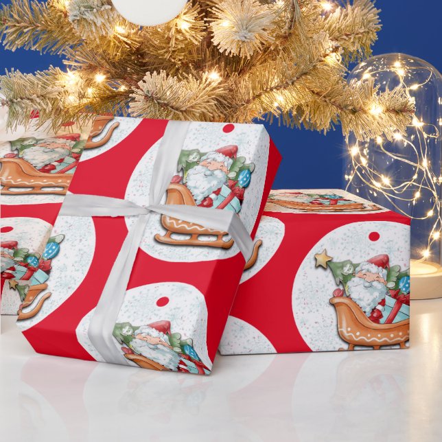 Santa on Red Geschenkpapier (Feiertage)