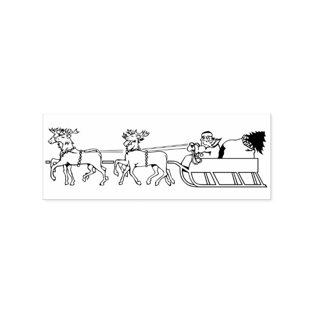 Santa on Rentiers Sled Sleigh Kinder Weihnachtsfei Gummistempel (Prägung)