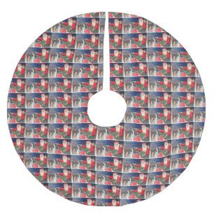 Santa on Schlitten Thunder_Cove Vintag Polyester Weihnachtsbaumdecke