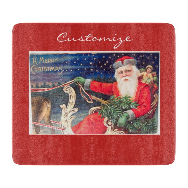 Santa on Schlitten Thunder_Cove Vintag Schneidebrett (Vorderseite)