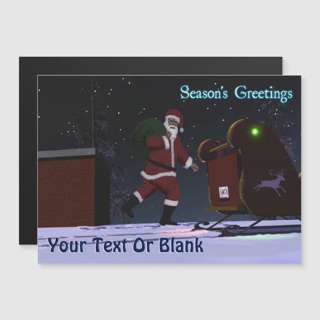 Santa on the Roof - Die Grüße der Saison Magnetkarte (Vorne/Hinten)