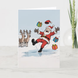 Santa On Thin Ice Karte