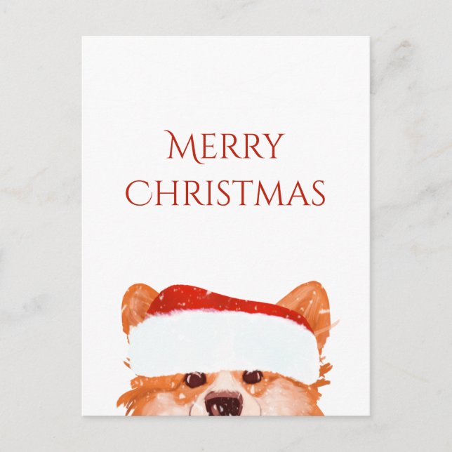 Santa Orange Corgi Frohe Weihnachten Postkarte (Vorderseite)