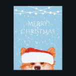 Santa Orange Corgi Merry Christmas Blue Postkarte<br><div class="desc">Niedlich orange Corgi Illustration Frohe Weihnachten-Postkarte Frohe Weihnachten!</div>