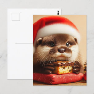 Santa Otter Brownies Postkarte