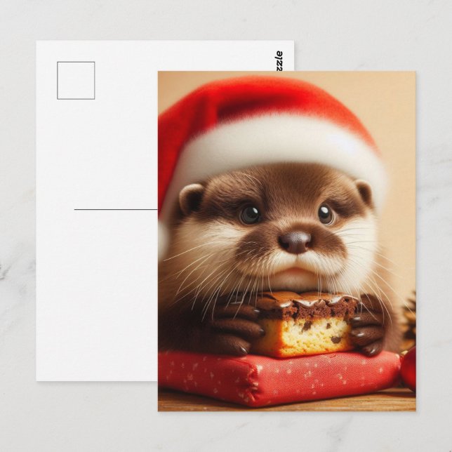 Santa Otter Brownies Postkarte (Vorne/Hinten)
