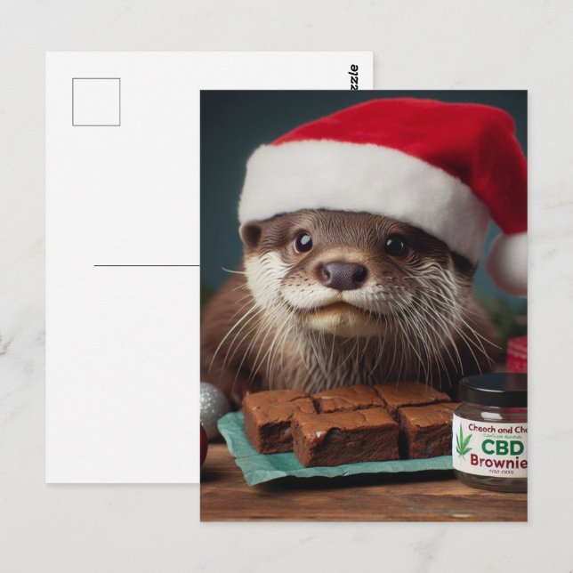 Santa Otter CBD Brownies Postkarte (Vorne/Hinten)