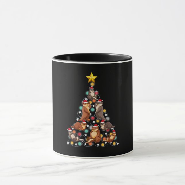 Santa Otters Weihnachtsbaum Funny Otter Weihnachte Tasse (Zentrum)
