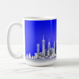 Santa Over New York City Christmas Blue Mug Kaffeetasse