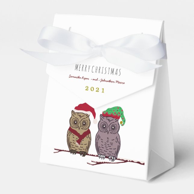 "Santa Owl and Elf Owl Gefälligbox" Geschenkschachtel (Vorderseite)