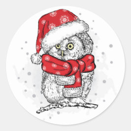 SANTA OWL Classic Round Aufkleber
