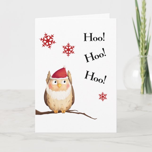 Santa Owl Feiertagskarte (Vorderseite)