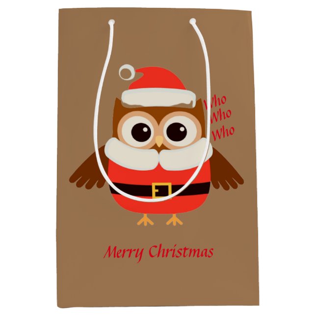 Santa Owl Giftbag Mittlere Geschenktüte (Vorderseite)