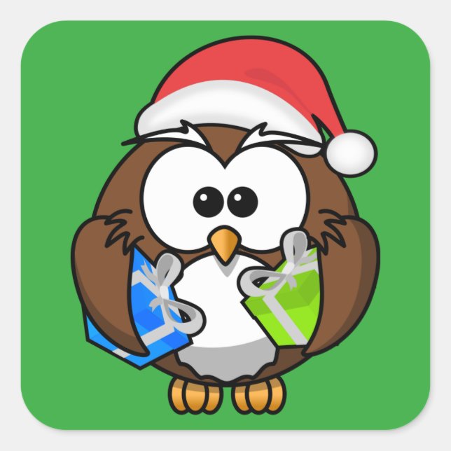 SANTA OWL QUADRATISCHER AUFKLEBER (Vorderseite)