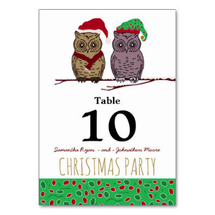Santa Owl und Elf Owl Tischnummer