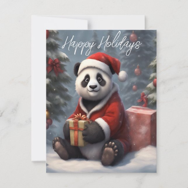 Santa Panda Bear Feiertagskarte (Vorderseite)