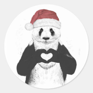 Santa Panda Runder Aufkleber