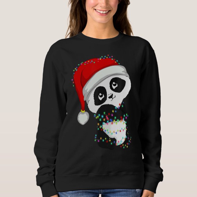 Santa Panda Weihnachtsbeleuchtung Bear Lover Panda Sweatshirt (Vorderseite)