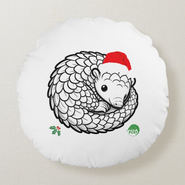 Santa Pangolin Pillow Rundes Kissen (Vorderseite)