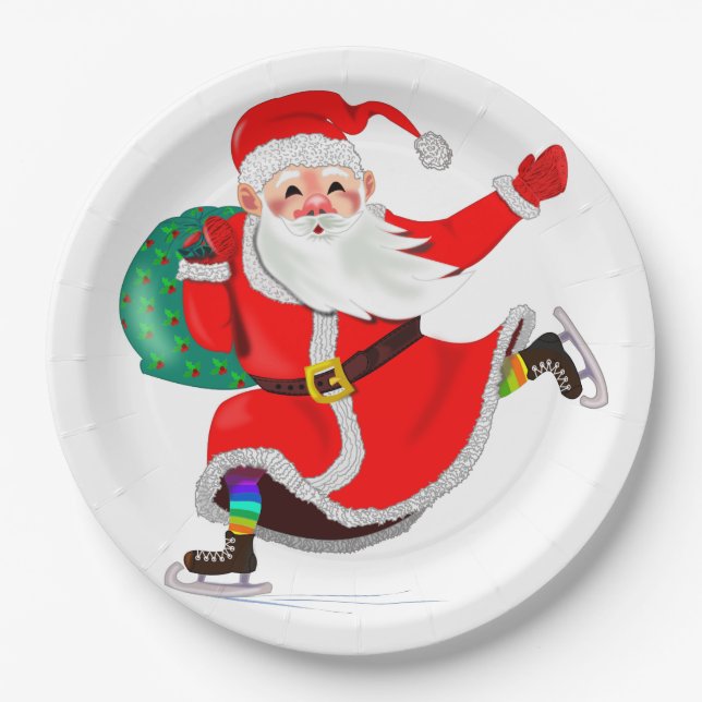 Santa Paper Tellers Frohe Weihnachten Pappteller (Vorderseite)