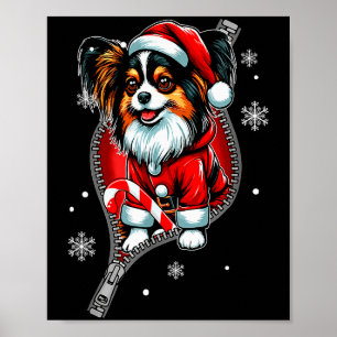Santa Papillon Weihnachts-Hundebesitzer Familie Poster
