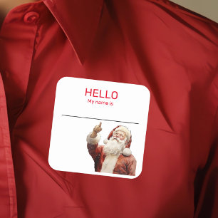 Santa-Party-Namensschild-Abzeichen Weihnachten Quadratischer Aufkleber