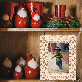 Santa Pattern | Frohe Weihnachts-Kinder-Foto Geätzte Rahmen