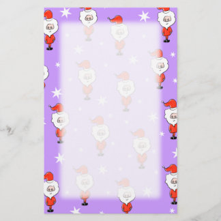 Santa Pattern. Lila Weihnachtsmuster. Briefpapier