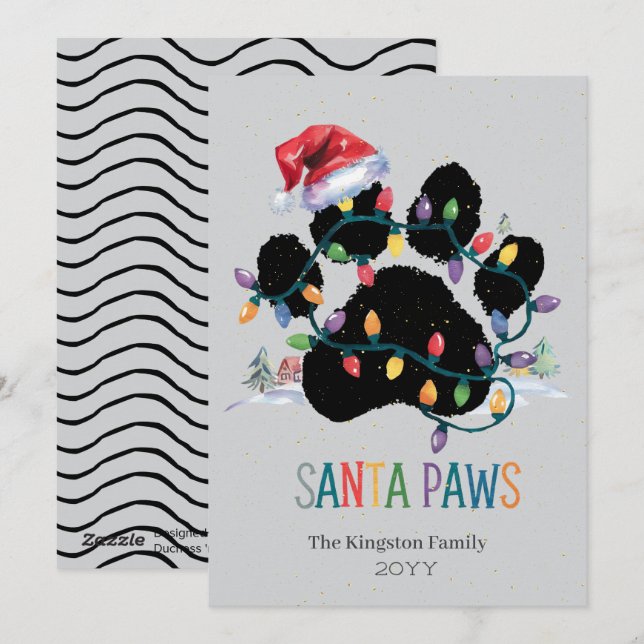 Santa Paw frohe Weihnachten wünscht Silberurlaub (Vorne/Hinten)