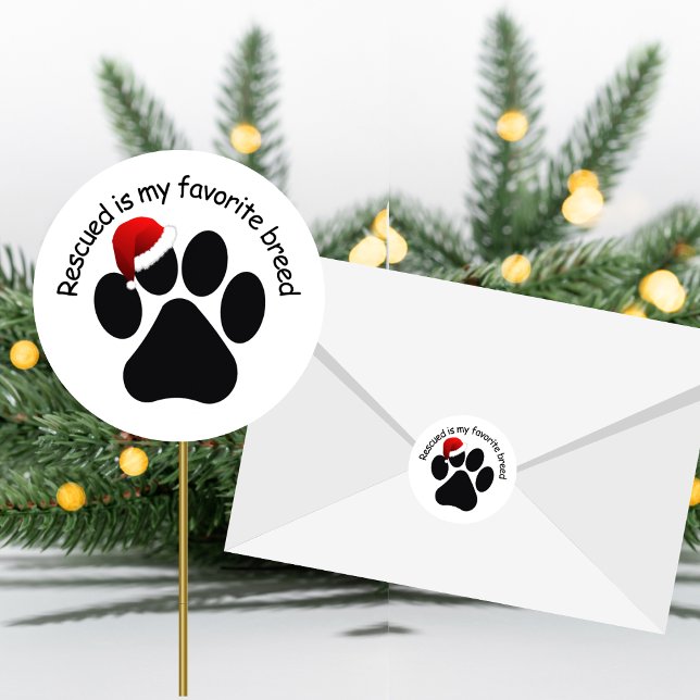 Santa Paw Print Retcuated Weihnachtsklassiker Stic Runder Aufkleber (Von Creator hochgeladen)