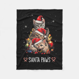 Santa Paw und Claw Santa Cat Weihnachtsbaum Lichte Fleecedecke