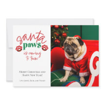 Santa Paws arrive en ville Carte de vacances de No