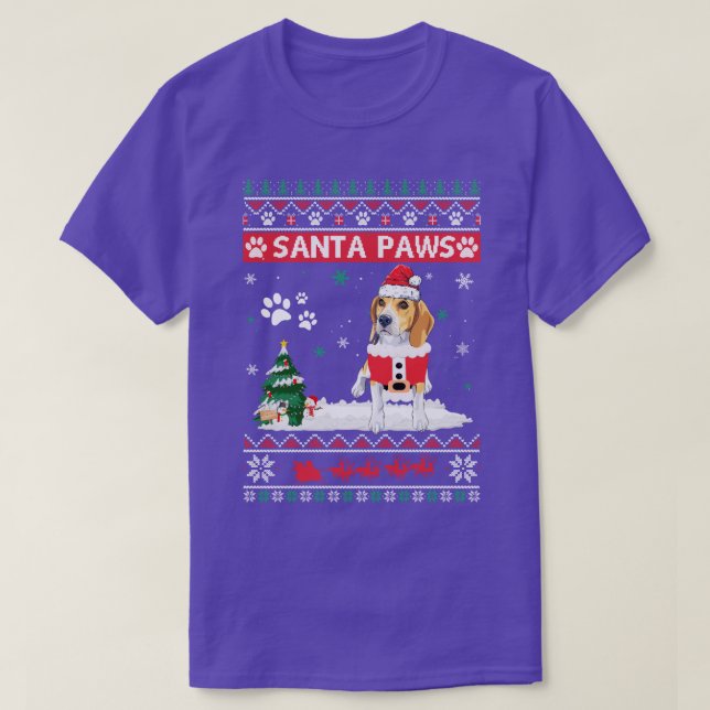Santa Paws Beagle Frohe Weihnachtsfrau Funny Weihn T-Shirt (Design vorne)