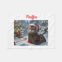 Santa Paws Bengalisch Cat Weihnachten Personalisie Fleecedecke