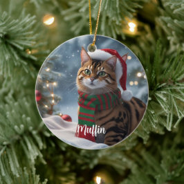 Santa Paws Bengalisch Cat Weihnachten Personalisie Keramik Ornament