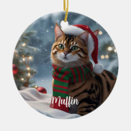 Santa Paws Bengalisch Cat Weihnachten Personalisie Keramik Ornament