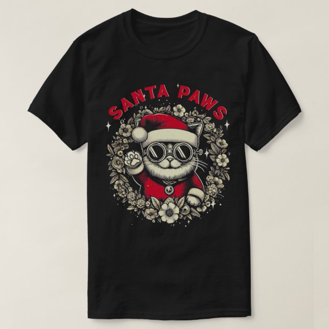 Santa Paws Cat Lover T-Shirt (Design vorne)
