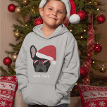 Santa Paws Christmas Black French Bulldog Hoodie<br><div class="desc">Santa Paws kommt nicht in die Stadt! Dieser schwarz-französische Bulldogge ist bereit für die Weihnachtsfeiertage mit einer roten Weihnachtsmannmütze und natürlich auch die stilvolle Sonnenbrille nicht zu vergessen.</div>