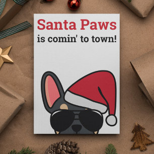 Santa Paws Christmas Black Tan French Bulldog Card Karte