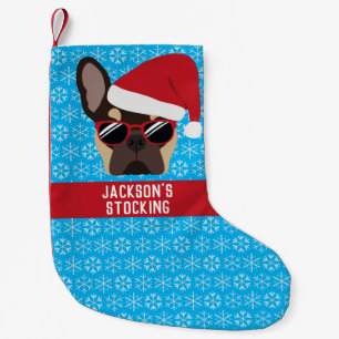 Santa Paws Christmas Brown Tan French Bulldog Kleiner Weihnachtsstrumpf