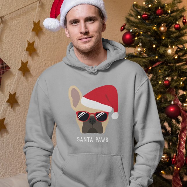 Santa Paws Christmas Light Fawn French Bulldog Hoodie (Von Creator hochgeladen)