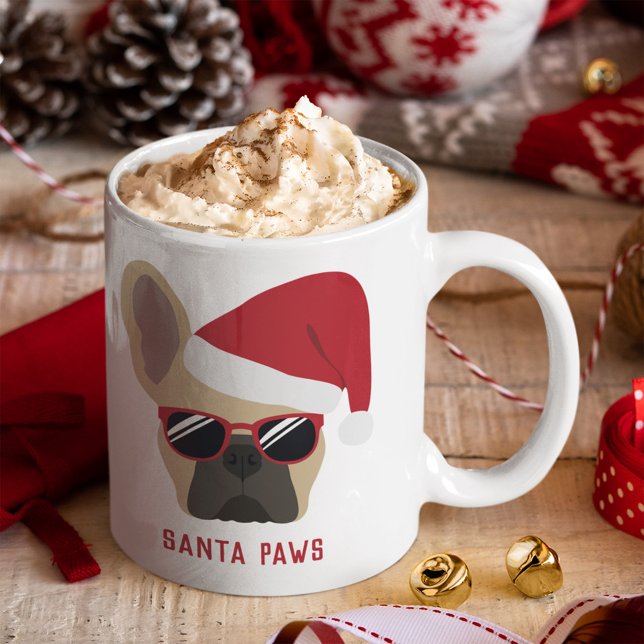 Santa Paws Christmas Light Fawn French Bulldog Kaffeetasse (Von Creator hochgeladen)